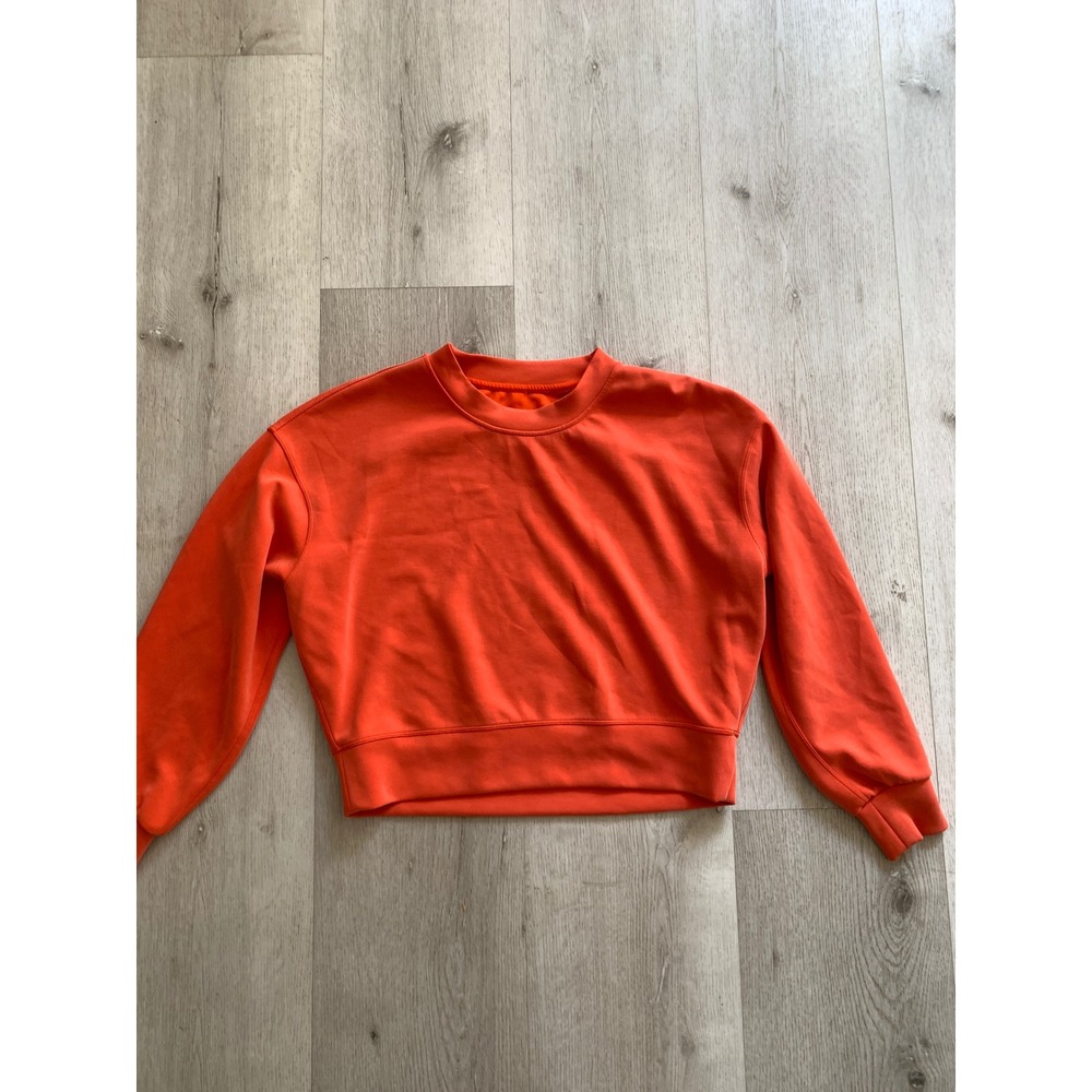 Lululemon Perfectly Oversized Cropped Crewneck Sweatshirt Orange Pullover Womens